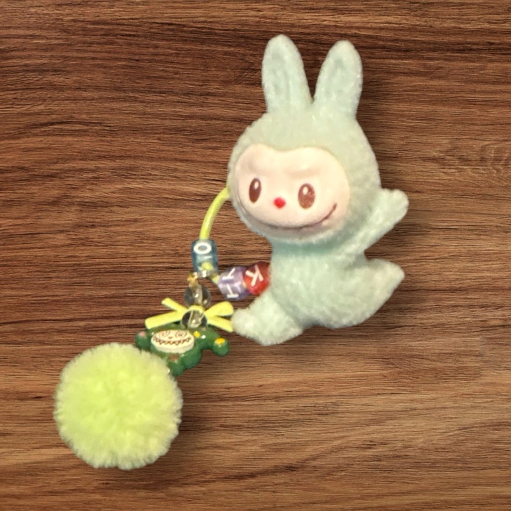 New Mint Yoga Labubu Keychain
